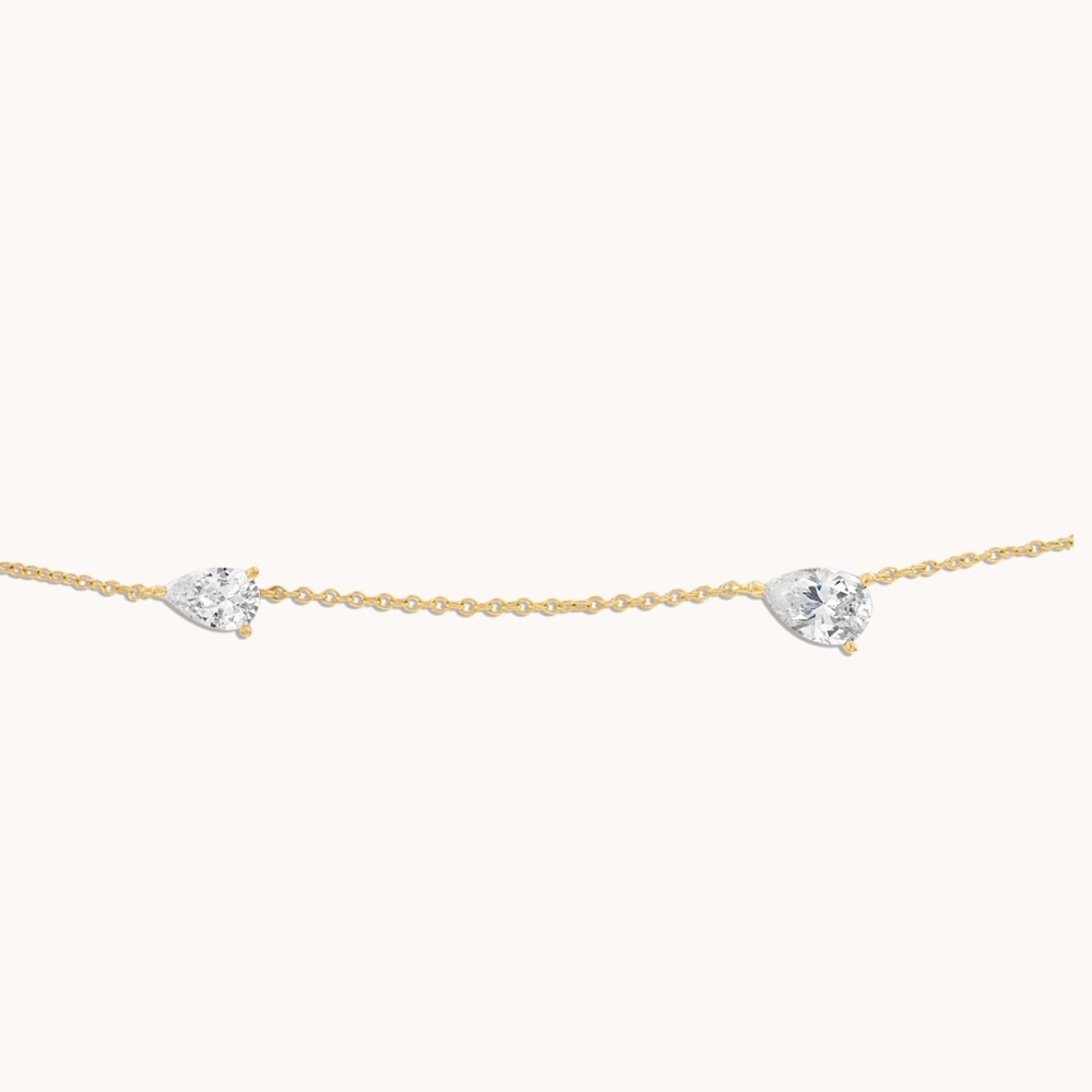 Alexa Leigh Small Double Pear Necklace — Yellow Gold - Picture 2 of 8